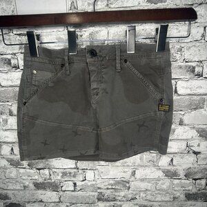 EUC G-Star Raw Women's Denim Skirt Grey Camouflage Size 27